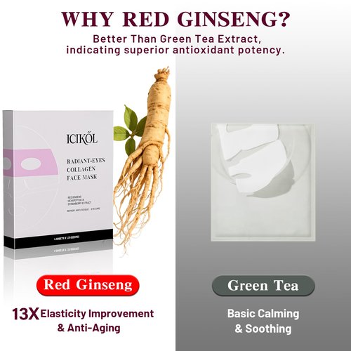 ICIKOL Overnight Collagen Face Mask, Deep Hydrating Sheet Masks for Glass Glow and Skin Lifting Boost, Jelly Facial Mask for Women with Ginseng, Dry Skin, 37gx4ea(Pink)