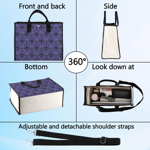 LEVLO Haunted Horror Makeup Bag - Spooky Purple Mansion Gift - Zipper Pouch Bag - Horror Ghost Merch