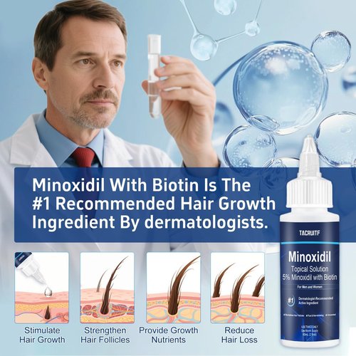 6 Packs, 5% Minoxidil with Biotin, Hair Growth Treatment, Minoxidil Hair and Beard Growth Oil, Minoxidil for Men and Women, Supports Thicker and Fuller Hair & Beard (12 fl oz, 6 Month Supply)