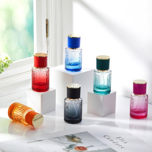 Teenyyou 12 Pcs 30 ml Perfume Cologne Bottles Empty Refillable Travel Glass Chic Empty Perfume Spray Bottles Decorative Set for Men Women Portable Dispenser Fragrance Container Set