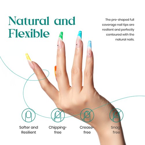 Beetles Gel Polish Nail Art Liner Gel Set Rainbow Pastel Gel Art Paint and Gel Nail Kit Easy Nail Extension Set with 500Pcs Soft Gel Nail Tips Coffin Shape