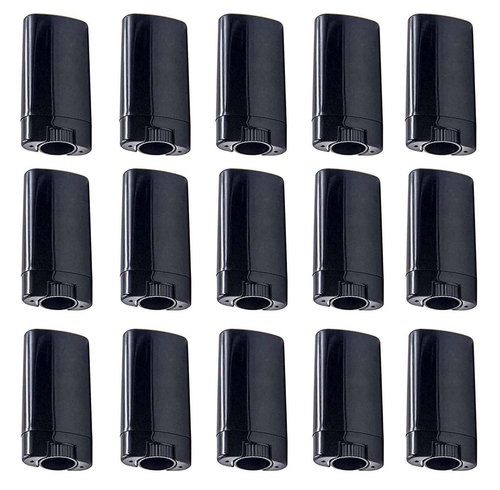 Minsily 20 Pack 15ml Empty Deodorant Containers Oval Lip Balm Tubes 0.5 oz Plastic Deodorant Tubes Refillable Oval Twist-Up Tubes BPA-Free for DIY Homemade Crayon Chapstick Lotion Sticks Vials(Black)