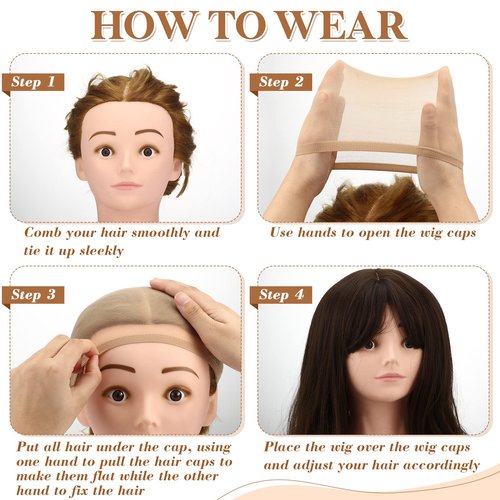 Mepase 200 Pcs Wig Caps Nylon Stocking Caps Bulk Elastic Thin Head Wig Accessories for Women Men Halloween Hair Decorations Brown and Light Brown