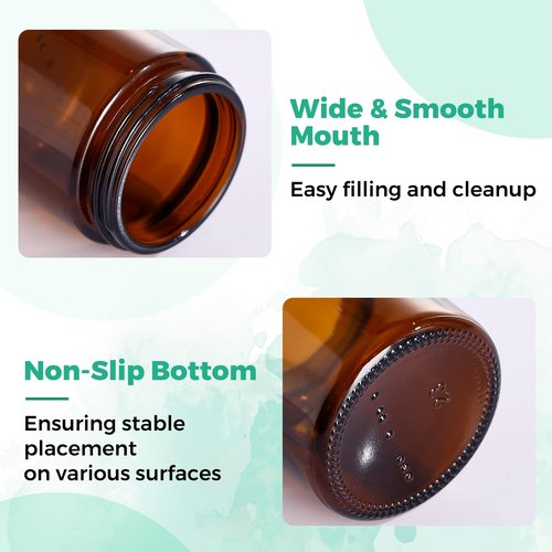 Jarsoph 4OZ Amber Glass Jars with lids, 36 Pack Empty Cosmetic Jars, Refillable Airtight Wide Mouth Container for DIY, Sample, Cream, Lotion, Candle Making, Powder, Cosmetic