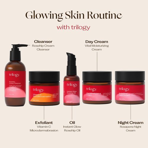 Trilogy Rosehip Cream Cleanser, Hydrating Facial Cleanser with Prickly Pear Complex, 6.76 fl oz