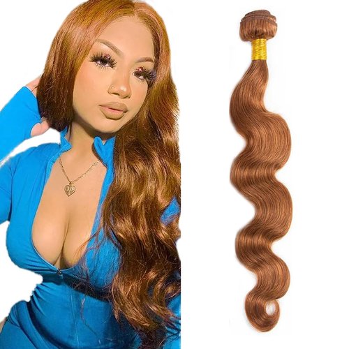 28 inch light brown bundles human hair Color #30 Body Wave 1 BundlesAuokMar 8A Peruvian Virgin Remy Hair #30 Brown Bundle