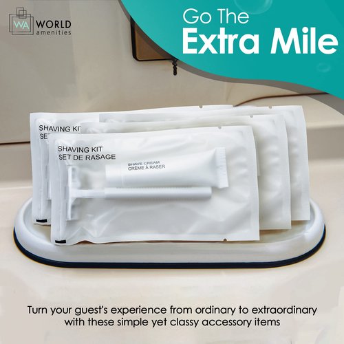 World Amenities Shave Kit (Clear Frosted Sachet) - Hotel Amenities 48 count - Includes Twin Blade Razor and Moisturizing Shave Cream