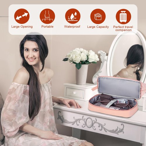 GENCAM Flexfusion Carrying Case for Shark, Travel Case for Shark Glam Ceramic/FlexFusion Hair Straightener, Travel Bag for Shark Flexfusion Air Ceramic HD641S/HD642S /HD6052S (Pink)