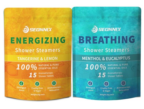SEONNIX 15 Pack Menthol Eucalyptus Shower Steamers & 15 Pack Tangerin Lemon Shower Steamers