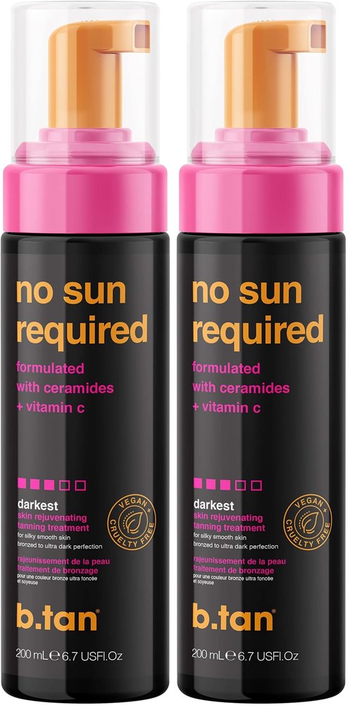 b.tan Dark Self Tanner Mousse | No Sun Required - Fast, 1 Hour Express, Darkest, Rejuvenating Sunless Tanning Treatment With Ceramides + Vitamin C, No Fake Tan Smell, Cruelty Free, 6.7 Fl Oz