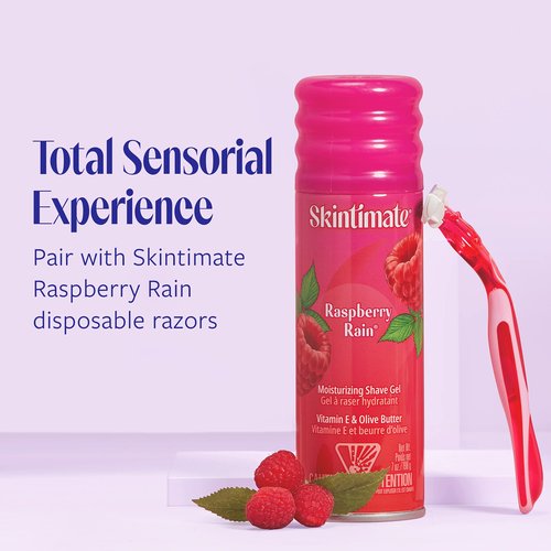 Skintimate Signature Scents Moisturizing Shave Gel for Women Raspberry Rain with Vitamin E and Olive Butter - 2.75 Ounce (Pack of 12)