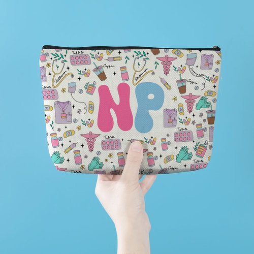 Nurse Practitioner Gifts for Women NP Makeup Bag Nursing Cosmetic Bag Nurse Gifts Nursing Student Gifts Nurse Day Birthday Nurse Appreciation Gifts for Nurse RN Nurse Practitioner Makeup Zipper Pouch