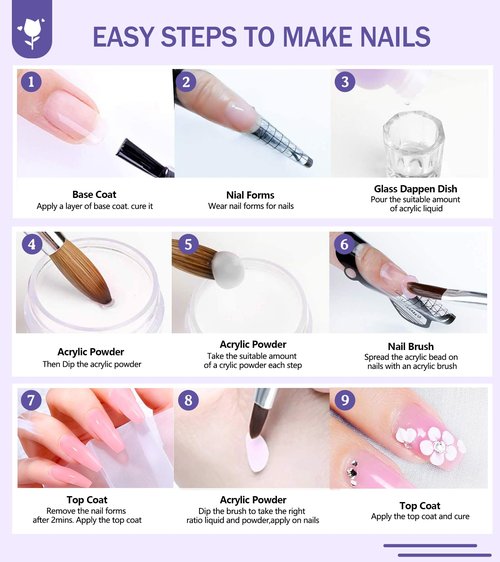 Acrylic Nail Kit With Everything For Beginners, Professional Nail Starter Kit , 24 Color Glitter Acrylic Powder and Liquid Monomer Set, Nail Glitter And DIY Nail Art Tools
