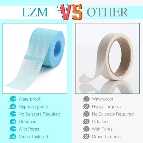 LZM Gel Lash Tape Eyelash Extensions- Eyelash Tape Silicone Gel Eyelash Extension Tape for Sensitive Skin Pain-Free Removal Breathable Lash Extensions Tape (1 Roll-1in × 4yd,Blue)