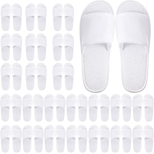 Geyoga 24 Pairs Spa Disposable Slippers Open Toe Non Slip Slippers for Women Men Guests Hotels Home Party Housewarming(White)