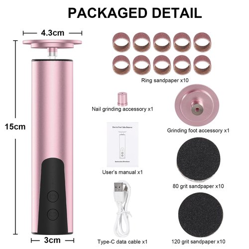 ele ELEOPTION Electric Callus Remover for Feet Electric Foot File Nail Grinder 6 Speed Adjustable Rechargeable Professional Foot Sander Pedicure Tool for Feet Dry Dead Skin Pink