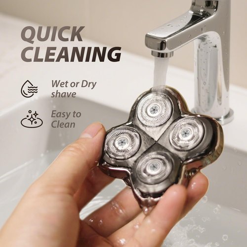 Replacement Shaver Heads for Skull Shaver, 4D Floating Blades for Pitbull Gold/Pro/Silver, Palm & Butterfly Kiss Electric Shavers, Dry & Wet Use, Waterproof Razor Head Cartridge