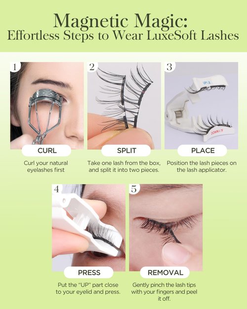 BEYELIAN Magnetic Eyelashes with Applicator Kit, Upgrade Soft Magnetic Lashes Reusable False Lashes Natural Look, No Glue Needed for Eye (Lightweight & Comfortable)