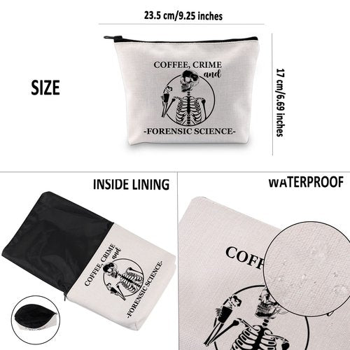 G2TUP Forensic Scientist Gift Coffee Crime And Forensic Science Makeup Bag Forensic Science Investigator Cosmetic Bag Criminologist Gift Travel Bag (And Forensic Science White Bag)