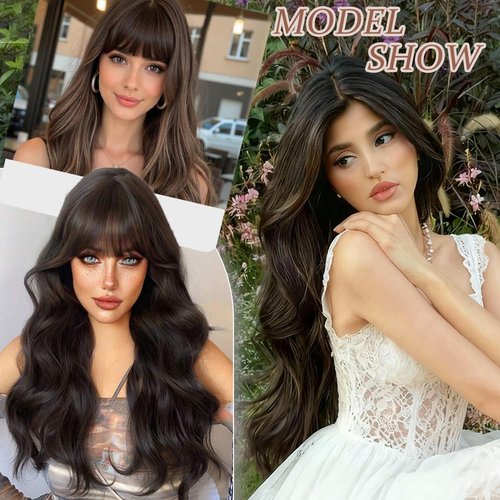 HAITOO Hair Toppers for Women, 18 Inch Toppers Hair Pieces for Women with Thinning Hair Wispy Clip in Bangs 360° 3D Big Coverage Base Curly Wavy (Black, 18Inch Wispy bangs)