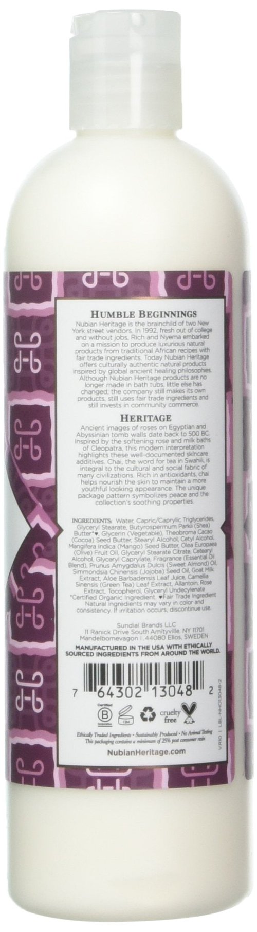 Nubian Heritage Body Lotion Goat's Milk & Chai 13 oz Lotion (Pack of 2)