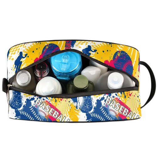 FZDXZJJ Travel Toiletry Bag for Women & Men,Waterproof Lightweight Makeup Cosmetic Bag Organizer with Handle & Zip Pockets Shaving Toiletries Bag for Gym,Beach - Baseball