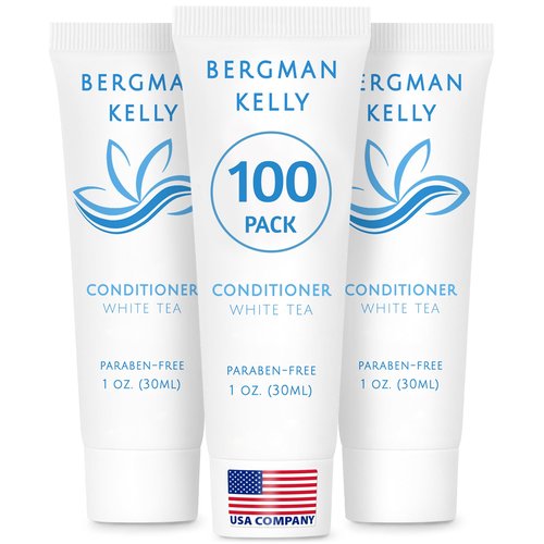 BERGMAN KELLY Hotel Conditioner (1 Fl Oz, 100 PK, White Tea), Delight Your Guests with Revitalizing and Refreshing White Tea Travel Conditioner, Quality Small Amenities Hotel Toiletries in Bulk