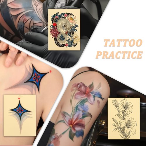 15Pcs Tattoo Practice Skin 3mm 7.68x11.61" Fake Skin Blank Double Sides Fake Tattoo Skin for Beginners and Experienced Artists