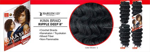 MULTI PACK DEALS! Harlem125 Synthetic Hair Braids Kima Braid Ripple Deep 8" (4-PACK, T1B/BG)