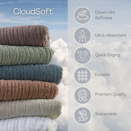 SKL Home CloudSoft Cotton Luxury 4-Piece Washcloth Set, White