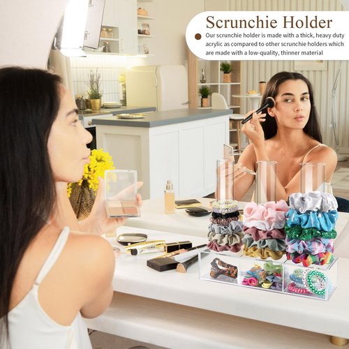 OAOLEER Scrunchie Holder Stand,Clear Jewelry Organizer for Teen Girl Women Gifts, Hair Scrunchies Display Organizer