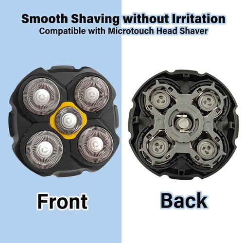 Replacement Heads Compatible with Microtouch Titanium Electric Head Shaver, Titanium Razor Replacement Blades for Micro Touch Head Shaver, Hypoallergenic Hair Clippers Blades for Bald Men - 3 Pcs