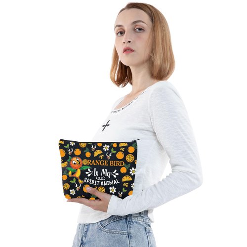 JNIAP Sunshine Bird Cosmetic Makeup Bag Birds Lover Gifts Sunshine Bird Zipper Pouch (Orange animal bl mb)