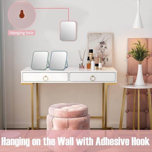 Tooackl Magnetic Locker Mirror 7 x 6 inches Table Mirror with Foldable Stand and Hanging Hole for Shaving and Travelling, Perfect for Dorm Room Cabinets, Refrigerator, Office.