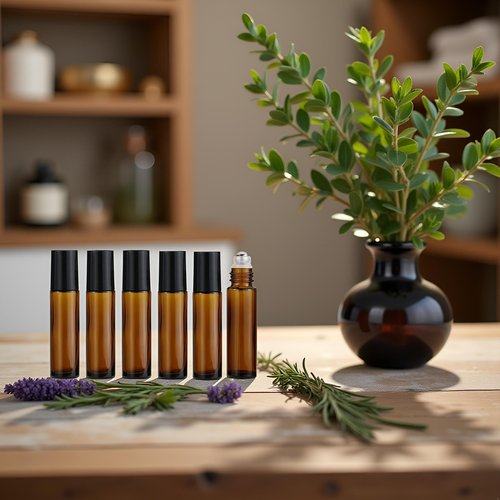 WsjiaboFux 10ml Roller Bottles for Essential Oils, 6Pcs Glass Roll on Bottles, Refillable Perfume Bottle, with Stainless Steel Roller Balls