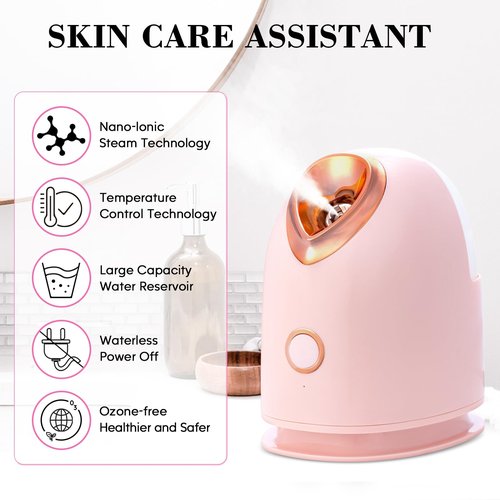 Pjordo Facial Steamer Spa Kit with 17 Skin Care Tools, Nano Ionic Face Steamer for Deep Cleaning Unclogs Pores, Warm Mist Humidifier Steamer for Face Home Sauna SPA, Self Care Gifts for Women