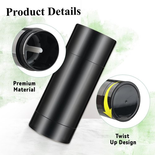 Mirrline 12 Pcs 15g/0.5oz Black Deodorant Containers Refillable Bottom Refilling Round Stick Plastic Twist Up Deodorant Bottles for DIY Chapstick Lip Balm Crayon