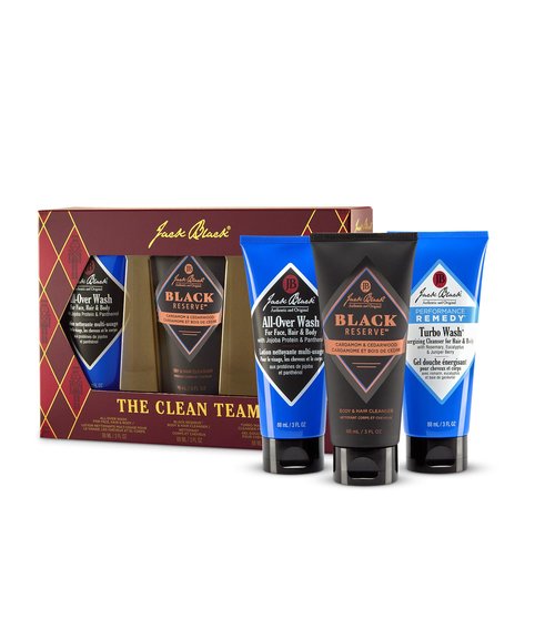 Jack Black Holiday - The Clean Team Body & Hair Cleanser Collection Set for Men - Mens Body Wash Travel Size (3-Pack)