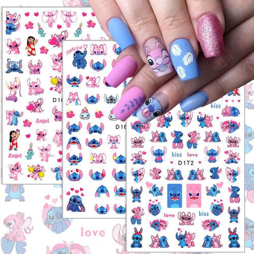 8 Sheets Cute Nail Art Stickers Decals 3D Self Adhesive Cute Cartoon Nail Decals Kawaii Anime Nail Stickers Design Cute Nail Art Charm for Women Acrylic Nail DIY Manicure Tips Decorations