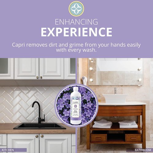 CAPRI ESSENTIALS Hand Soap Liquid, Natural Household Cleaning Supplies, Gentle Plant Based Aromatic Hand Wash, Blend of Essential Oils, Removes Dirt & Grime, White Lavender Scent, 16 FL Oz (3 Pack)