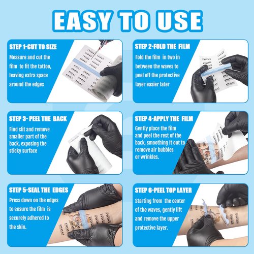 Tattoo Aftercare Bandage - 6'' x 11yard Second Skin Tattoo Cover Latex-free Tattooing Bandage Wrap Waterproof Matte Protective Film for Initial Healing Protective and Skin Repair