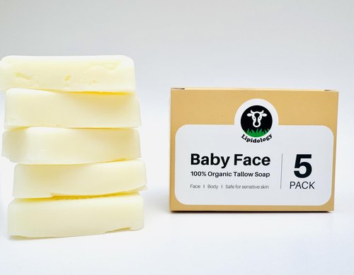 Unscented Tallow Soap, 5 PACK, 300 g - by Lipidology