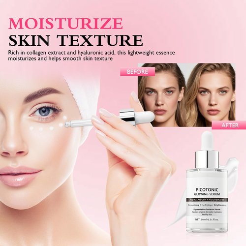 Cyano Pink Spicule Serum + Picotonic Shot Ampoule Duo, With Alpha Arbutin, Niacinamide and Calcium, Shrinks Pores, Fades Blemish and Fine Lines