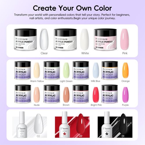 Acrylic Nail Kit for Beginners with Everything ,11 Colors Acrylic Powder Nails Kit Acrylics Set with Drill U V Light 3Pcs Gel Polish 24Pcs Glitter Powders Rhinstones Nail Art Extensions Home Gift Set