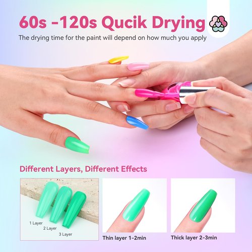 SAVILAND Nail Polish: 12 Neon Bright Nail Polish Kit and 2 in 1 Base Top Nail Polish Coat for Finger Toe Nail Art Home