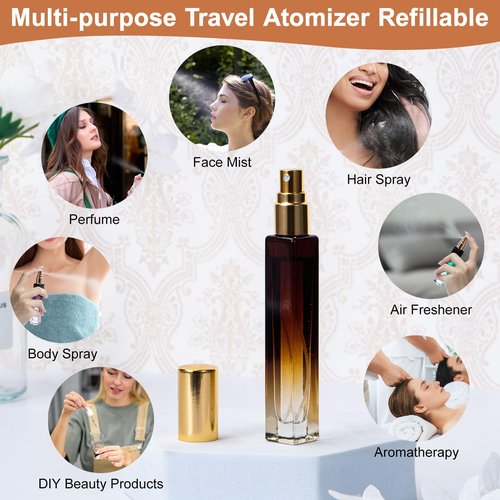 Beomeen 10ML Perfume Travel Refillable Spray Bottles 15Pcs Set, Mini Multicolour Glass Perfume Bottle Empty, Portable Cologne Dispenser Atomizer Sprayer, Square Shaped Travel Size Refill Bottles Kit