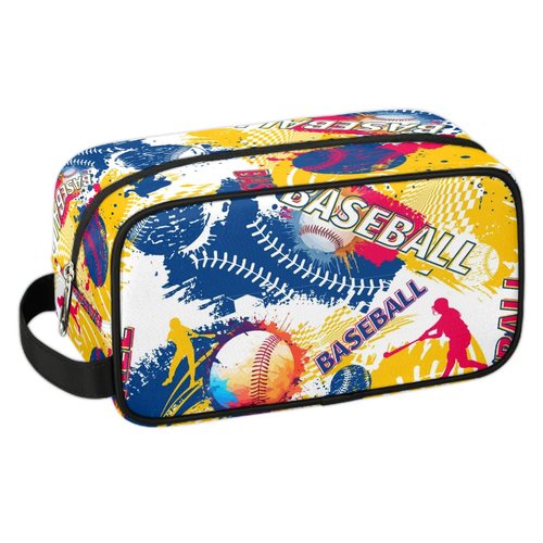 FZDXZJJ Travel Toiletry Bag for Women & Men,Waterproof Lightweight Makeup Cosmetic Bag Organizer with Handle & Zip Pockets Shaving Toiletries Bag for Gym,Beach - Baseball