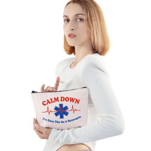 JNIAP EMT Cosmetic Makeup Bag Paramedic Gifts Calm Down I've Done This On A Mannequin Emergency Medical Technician Gifts (On A Mannequin)