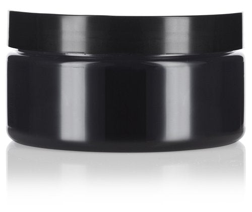 Black PET Plastic (BPA Free) Refillable Low Profile Jar - 8 oz (12 Pack)