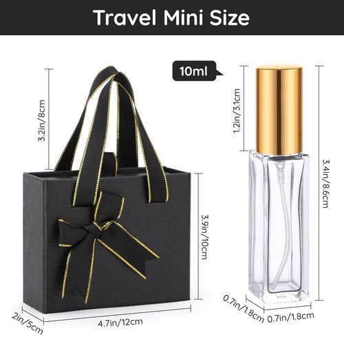 Segbeauty Travel Atomizer, 6pcs 10ML Glass Perfume Sprayer Set with Gift Box, Empty Travel Cologne Dispenser Mini Spray Bottle for Perfume Toiletries Cosmetic